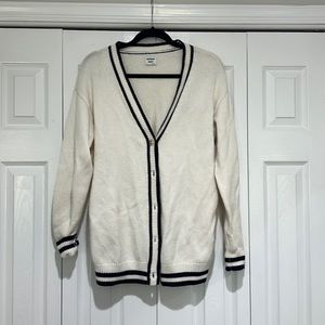 Aritzia Collegiate White/Navy Cardigan